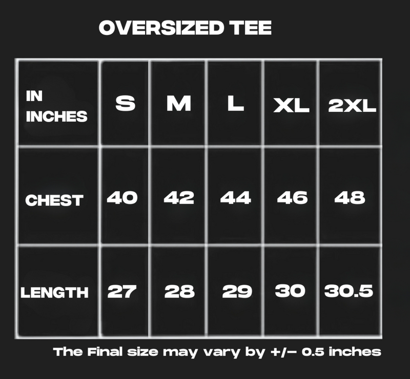 Size Chart for Staying Alive Acid Wash T-Shirt
