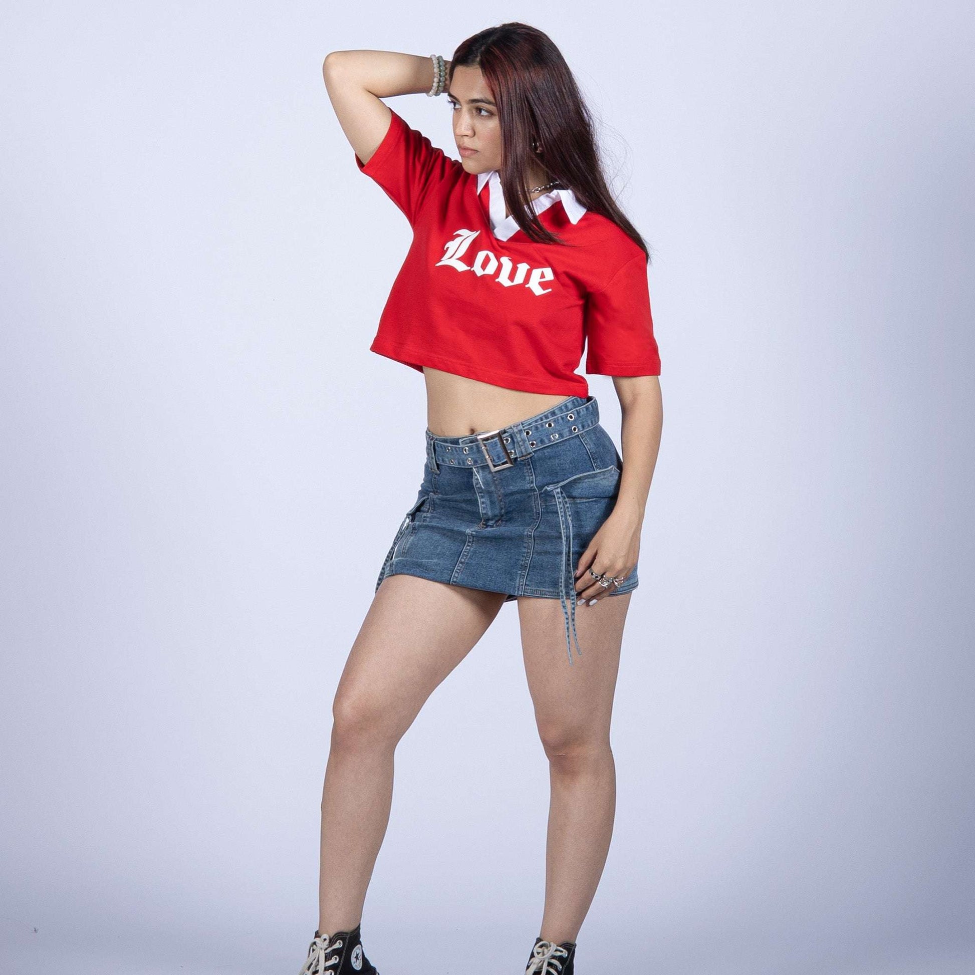 Red Cropped Polo