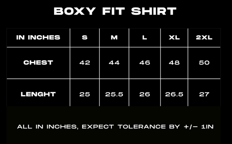 Size Chart for Wildcard Striped Boxy Fit Shirt