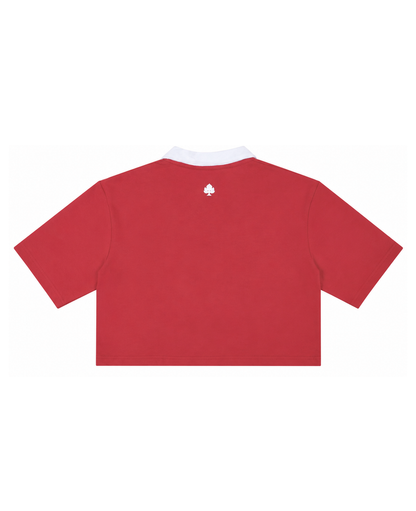 Red Cropped Polo T-Shirt - POKERFACE® Streetwear