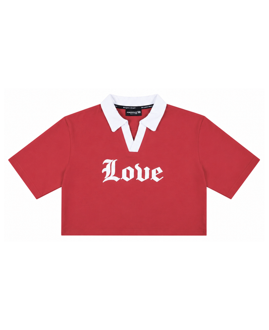 Red Cropped Polo T-Shirt