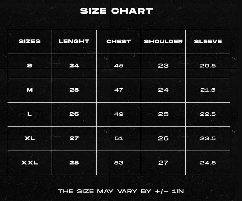 Size Chart for Wildcat Waffle Knit Boxy Fit T-Shirt
