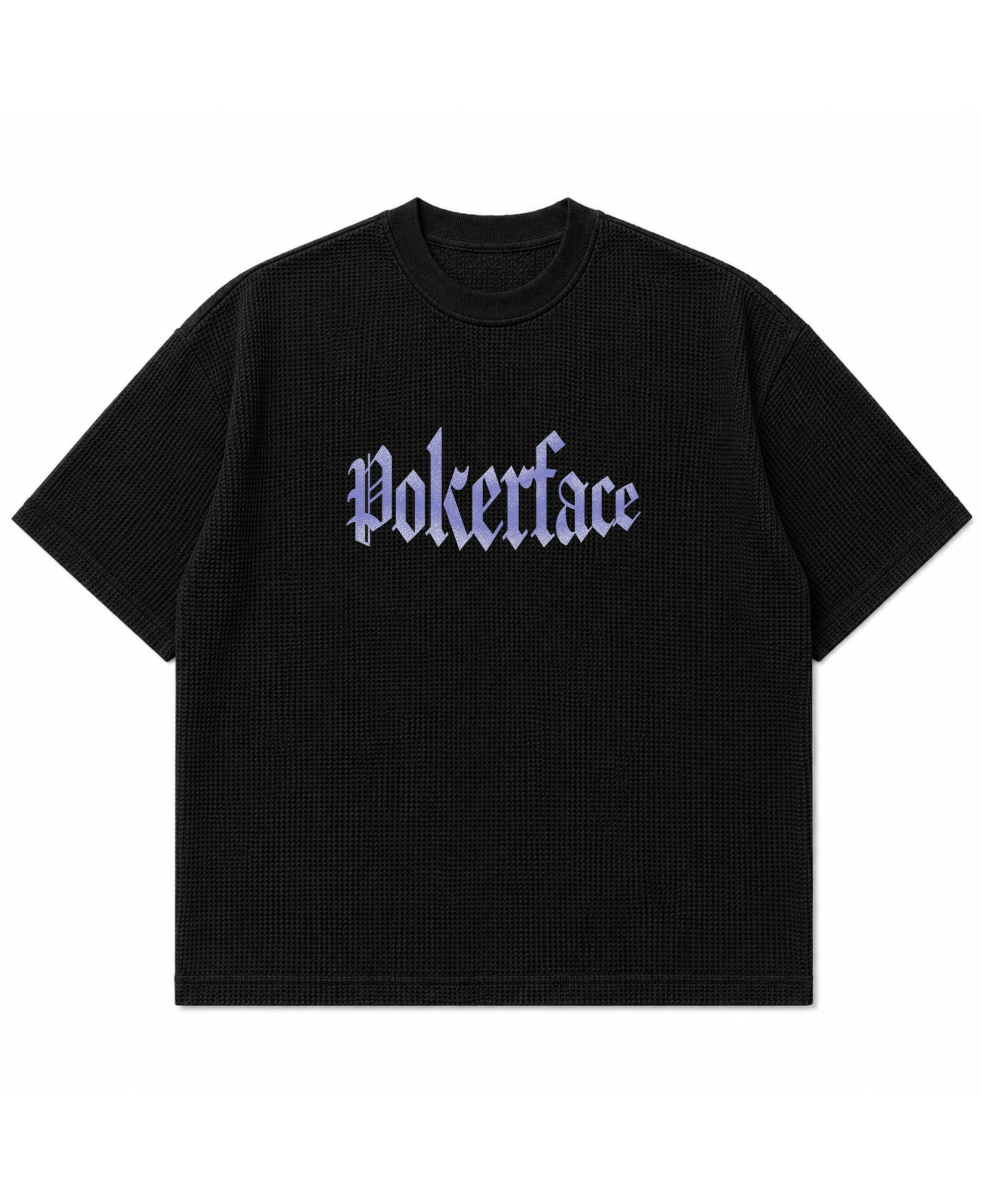 Black waffle boxy fit Front Design