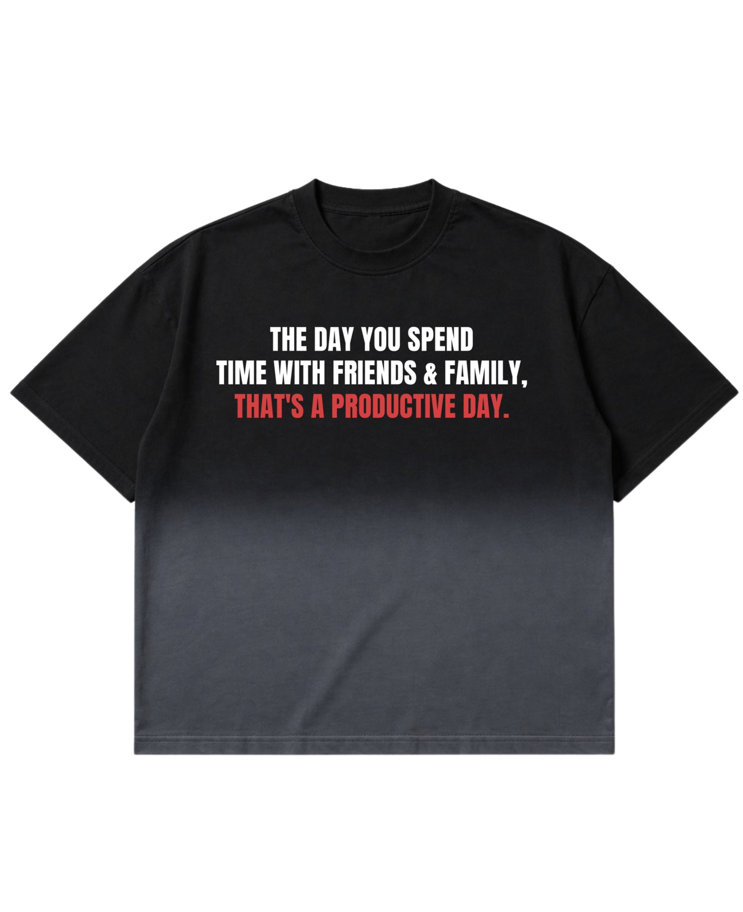 Black Ombré Wash Boxy Fit T-shirt Front Design