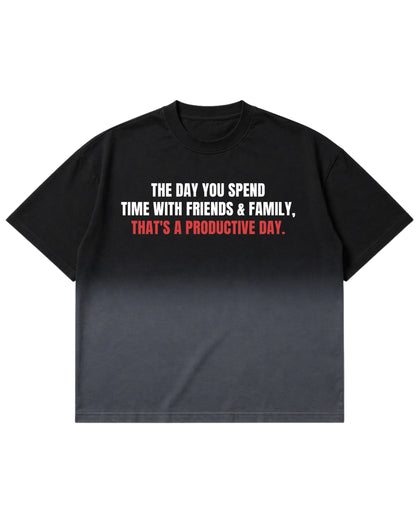 Black Ombré Wash Boxy Fit T-shirt Front Design