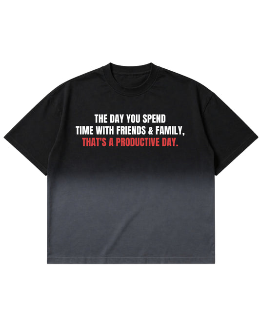 Black Ombré Wash Boxy Fit T-shirt Front Design