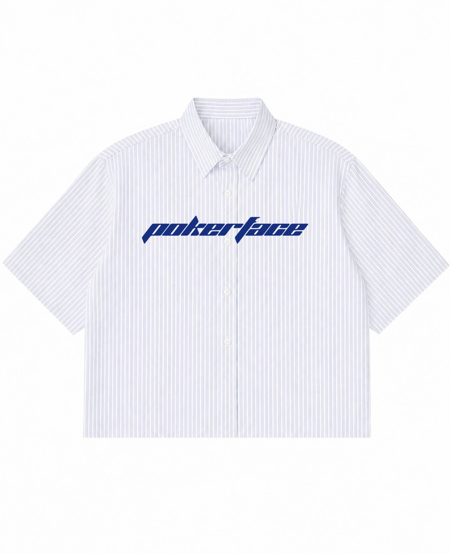 Blue Striped Oxford Boxy Shirt Front Design