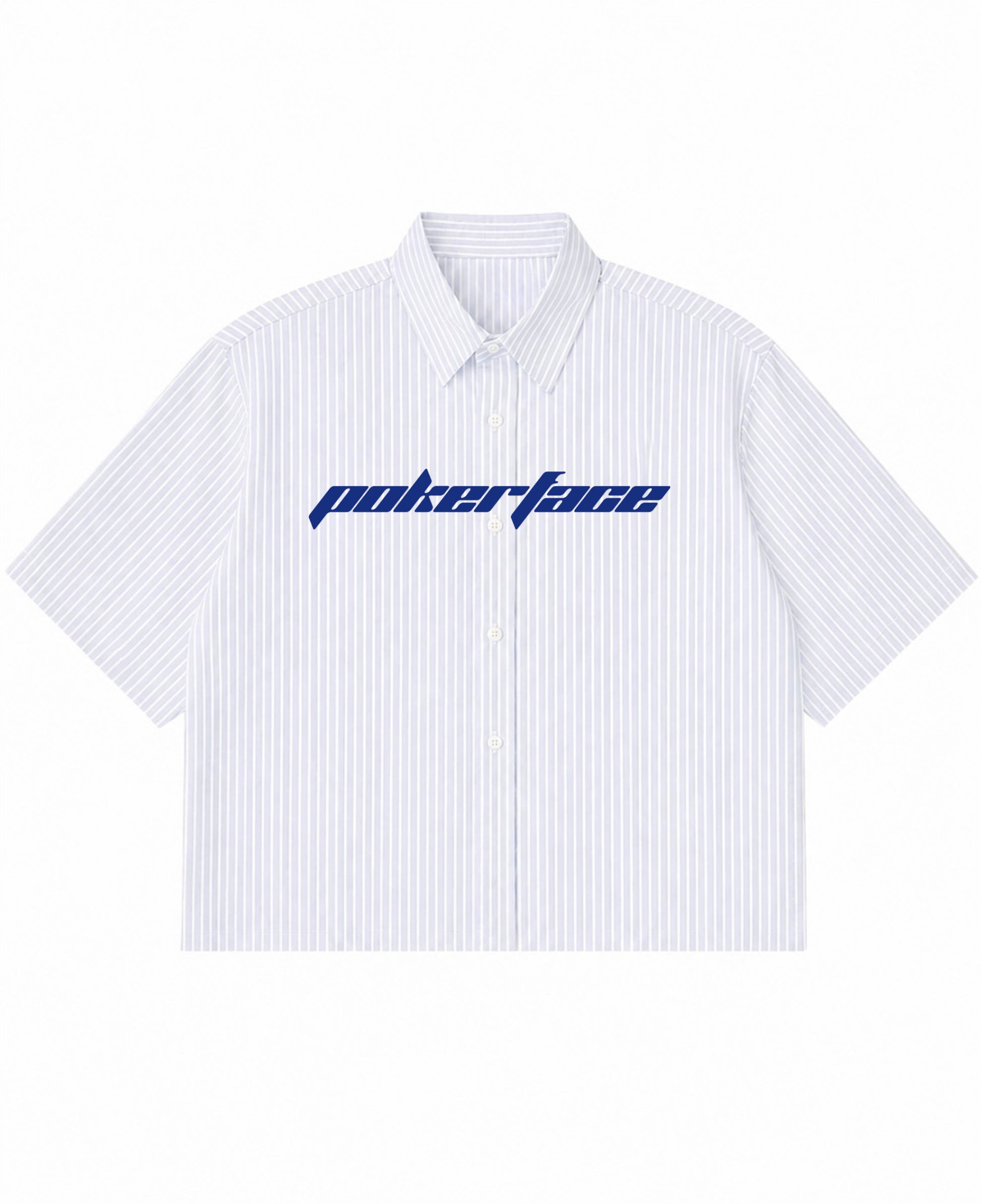 Blue Striped Oxford Boxy Shirt Front Design