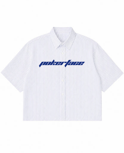 Blue Striped Oxford Boxy Shirt Front Design