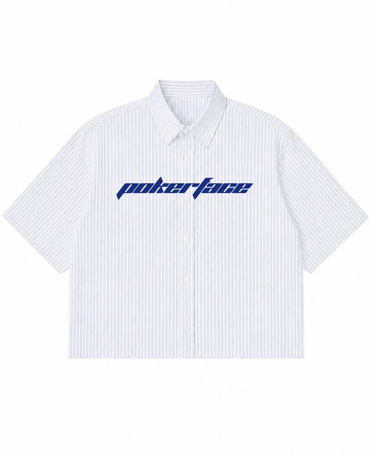 Blue Striped Oxford Boxy Shirt Front Design