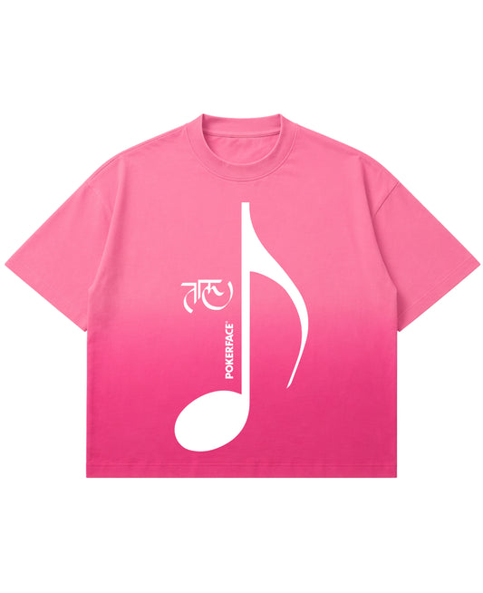 Pink Sunfade Ombré Wash Boxy Fit T-shirt Front Design