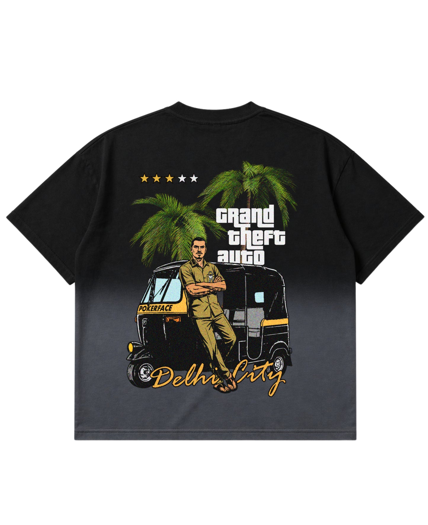 Black Ombré Wash Boxy Fit T-shirt Back Design