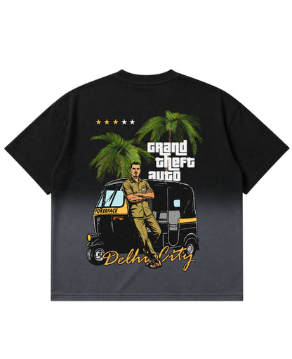 Black Ombré Wash Boxy Fit T-shirt Back Design