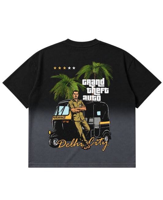 Black Ombré Wash Boxy Fit T-shirt Back Design